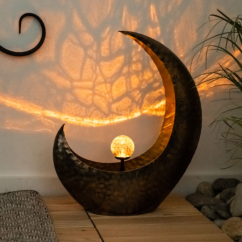 LED Solarleuchte, Messing-Farben, Feuereffekt, L 37,5 cm - Bild 1