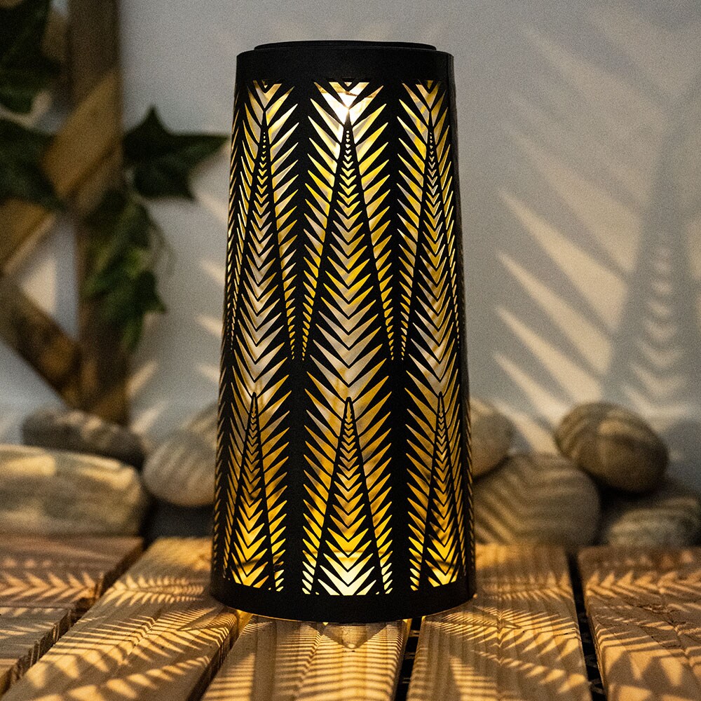 LED Solarleuchte, schwarz-gold, Lichteffekt, H 24,5 cm | 04059157170025