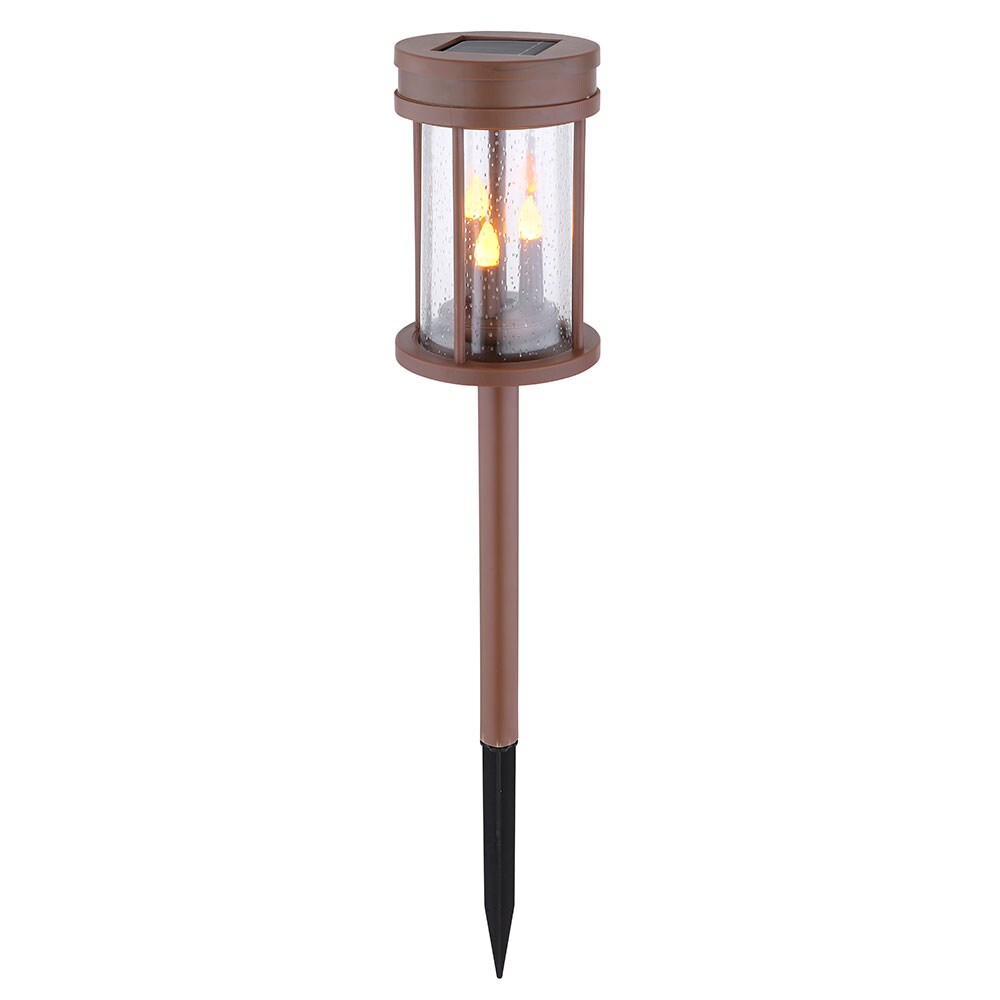 LED Solarleuchte, Feuer-Effekt, rostfarben, 3in1, 12 cm - Bild 1