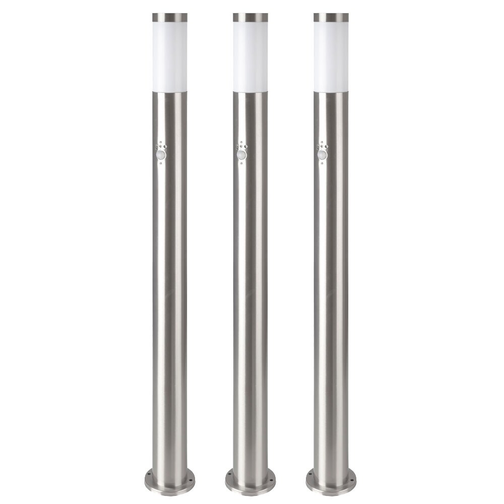 3x Stehleuchte silber, Bewegungsmelder, H 110 cm | 04059157153059