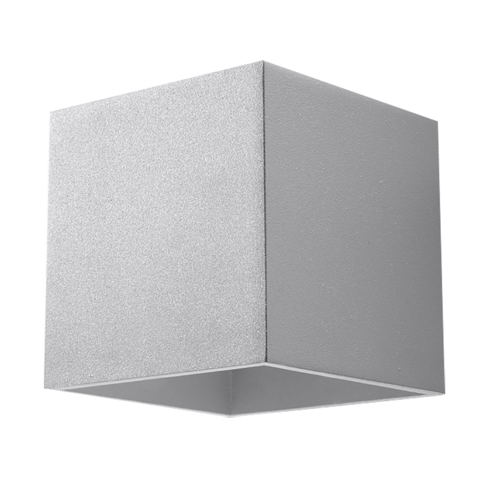 UP & Down Wandleuchte, ALU, grau, W&uuml;rfel-Form, L 10 cm - Bild 1