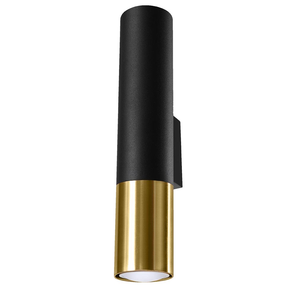 Wandleuchte, Stahl, Schwarz, Gold, 2 flammig, H 30cm | 04059157160132