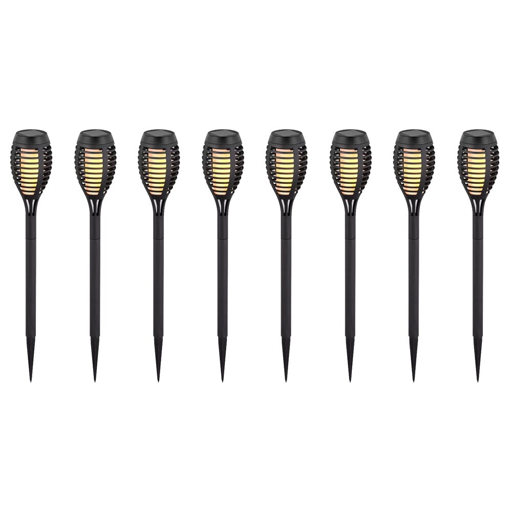 8er Set LED Solarleuchten, schwarz, Feuereffekt, H 51 cm - Bild 1