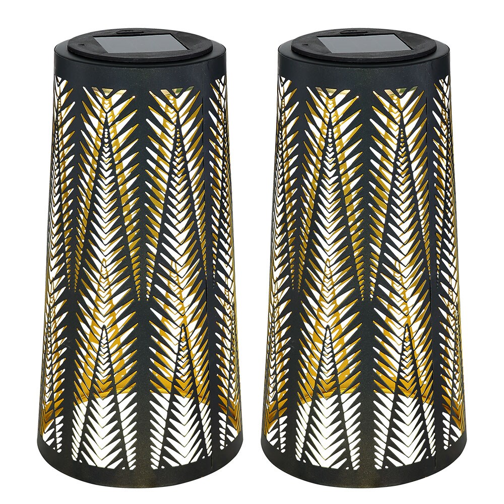 2x LED Solarleuchte, schwarz-gold, Lichteffekt, H 24,5 cm - Bild 1