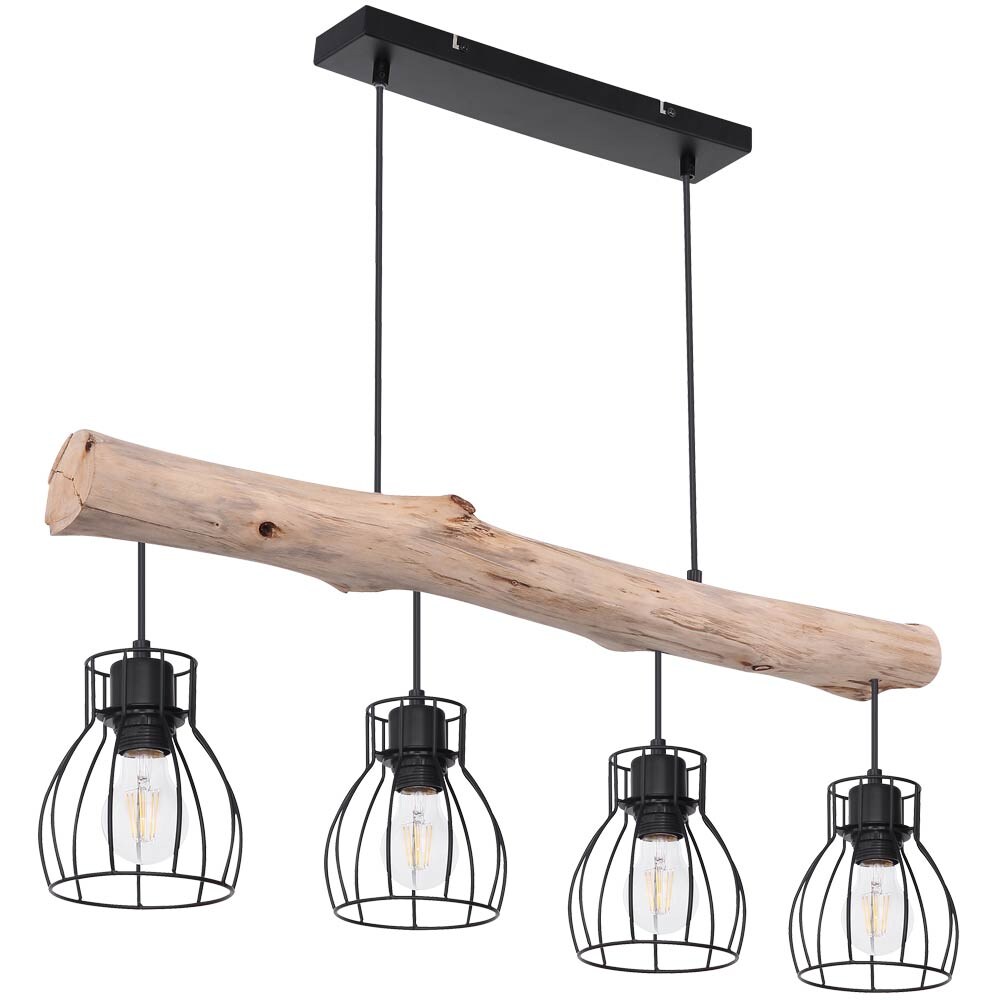 Hängeleuchte, Gitter Design, Holz, H 140 cm, MINA | 04059157175969