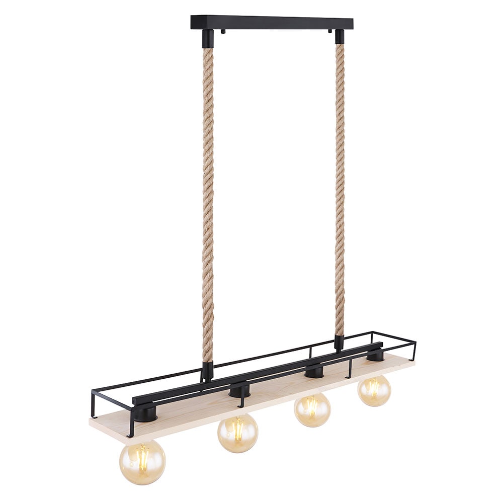 H&auml;ngelampe, Holzplatte, braun, schwarz, L 95cm - Bild 1