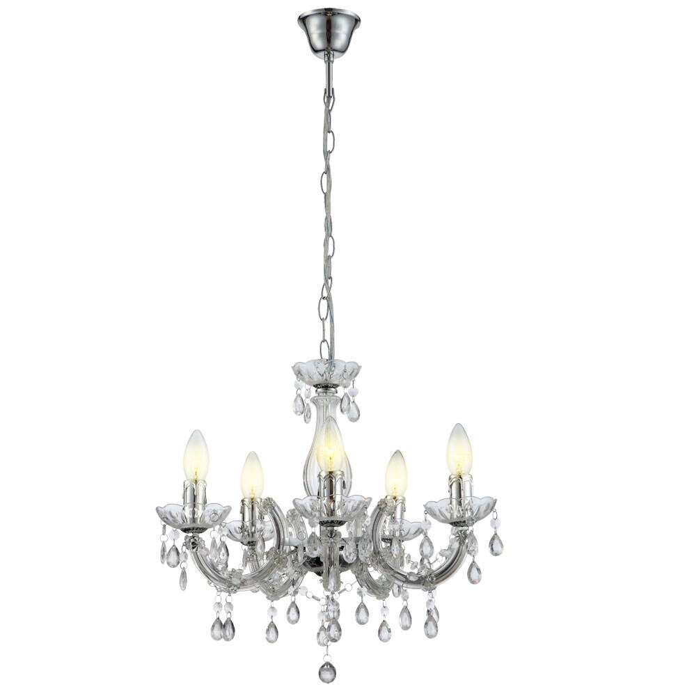 Kronleuchter, Lüster, Kristalle, klar, 5-flammig, H 128 cm | 09007371549443