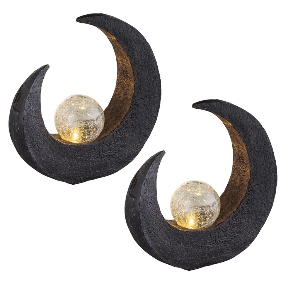 2er Set LED Solarleuchten, Mond, Crackle-Glas, H 30,5 cm | 04059157188754