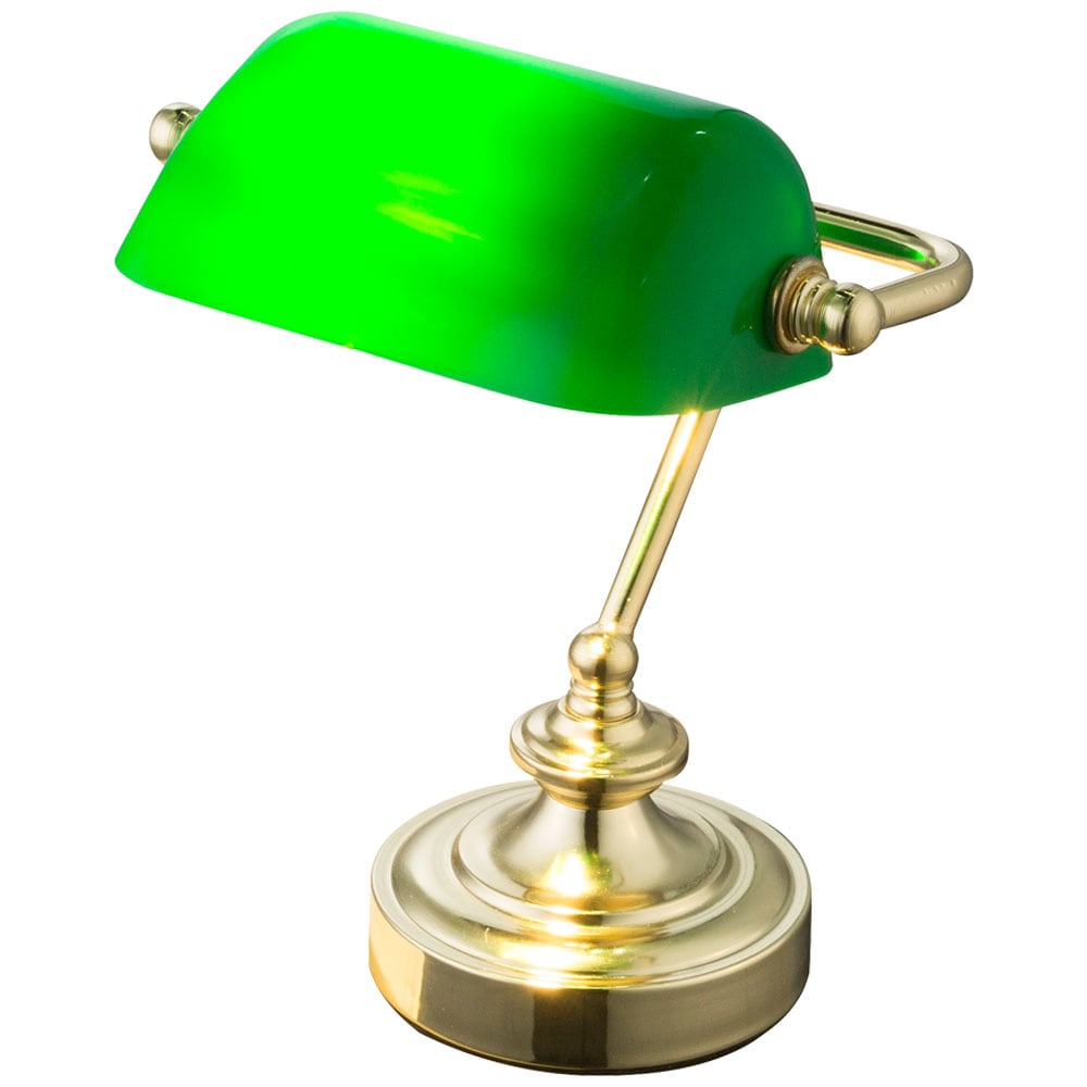 LED Tischleuchte, Messing, gr&uuml;n, beweglich, H 24 cm - Bild 1