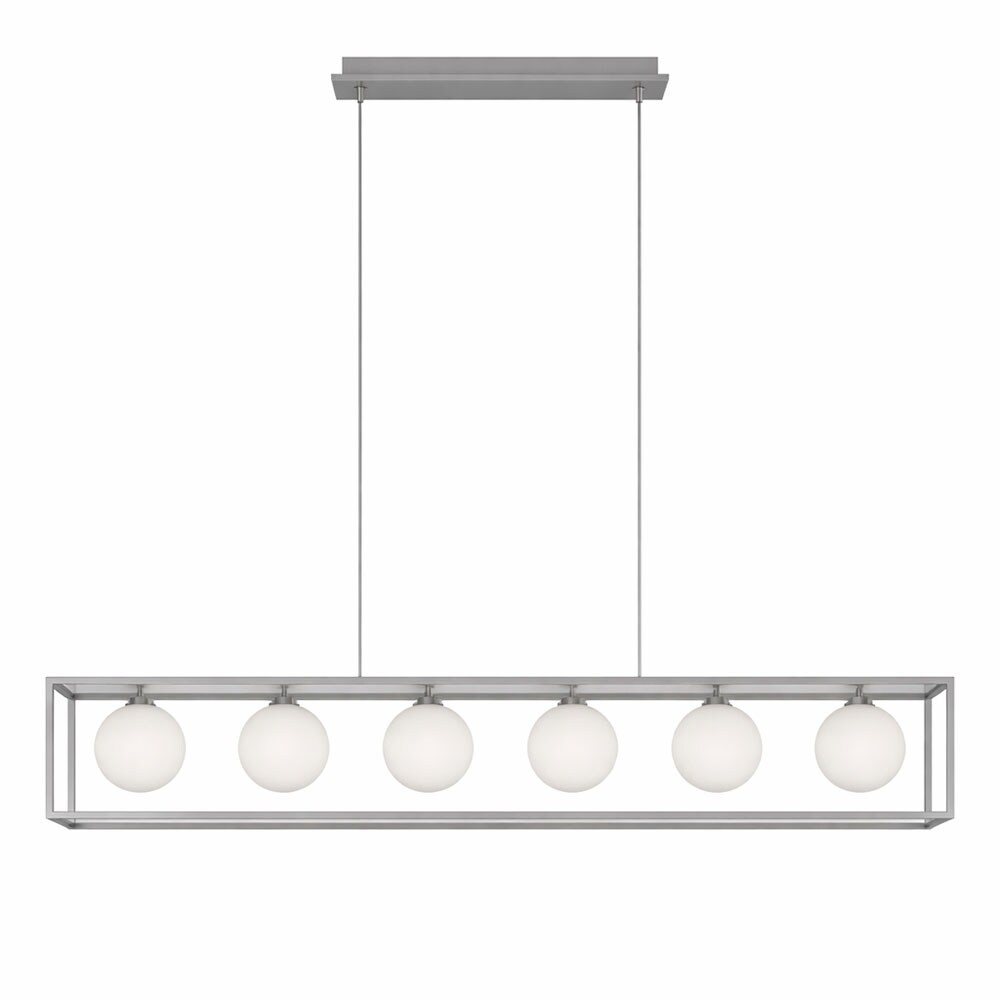 LED H&auml;ngeleuchte, nickel-matt, Glas wei&szlig;, H 150 cm - Bild 1