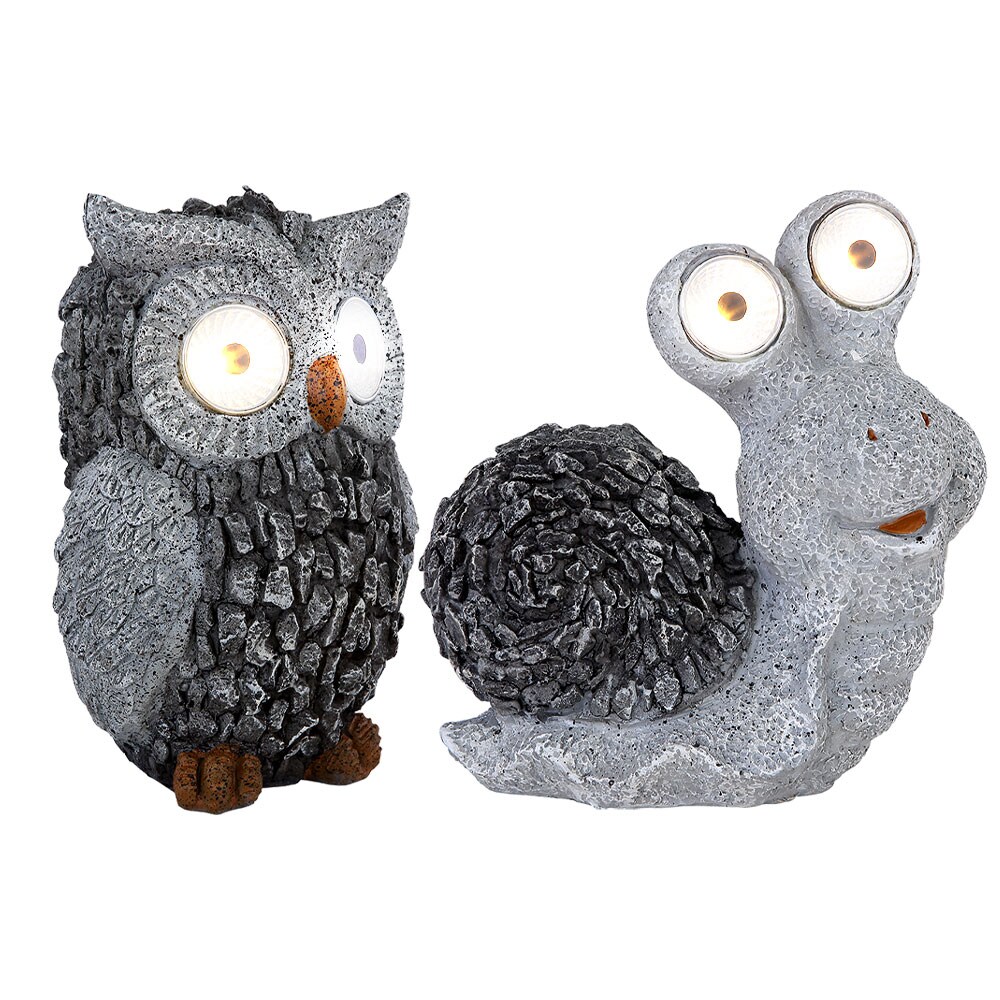 LED Solarleuchte, Eule Schnecke, grau, Akku - Bild 1