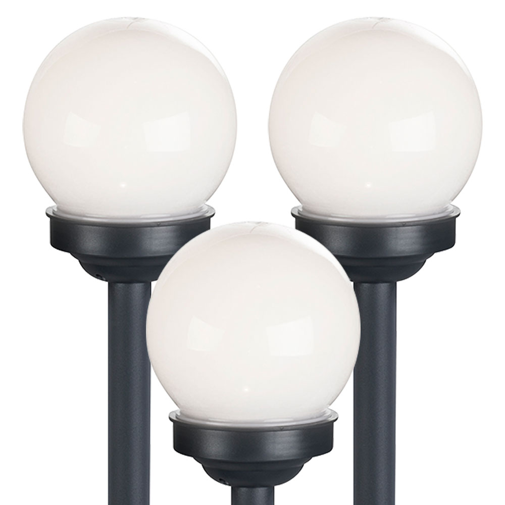 3er Set LED Solarkugel wei&szlig;, Erdspie&szlig;, DxH 10x38 cm - Bild 1