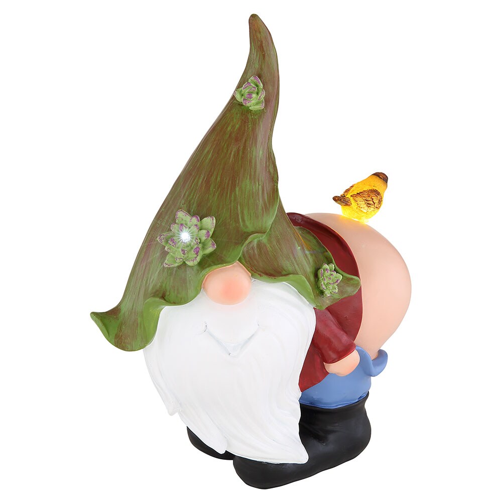 LED Solarleuchte, Gartenzwerg mit Vogel, H 35,5 cm | 09007371429967