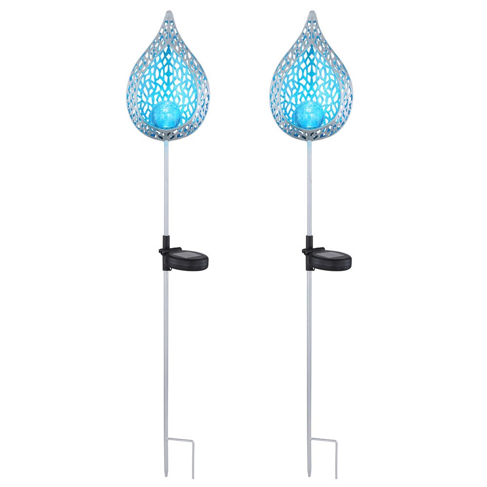 2x LED Solarleuchte, Flammen-Design, Erdspie&szlig;, blau, H 90 cm - Bild 1