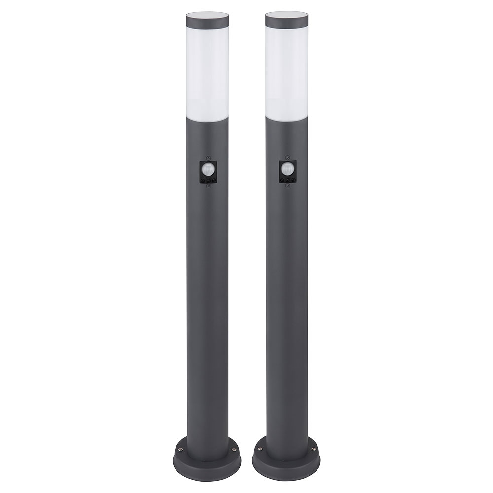 2x Stehleuchte, Edelstahl anthrazit, Bewegungsmelder, H 80 cm - Bild 1