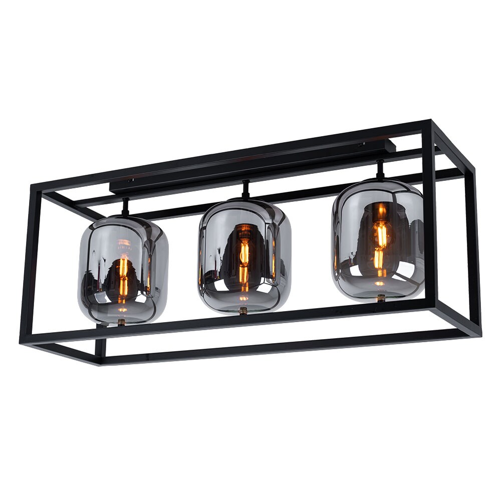 Deckenleuchte, schwarz, Glas rauch, L 77 cm | 09007371548828