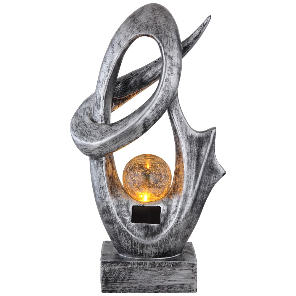 LED Solarleuchte, silber, Glas Crackle Design H 45 cm | 09007371544851