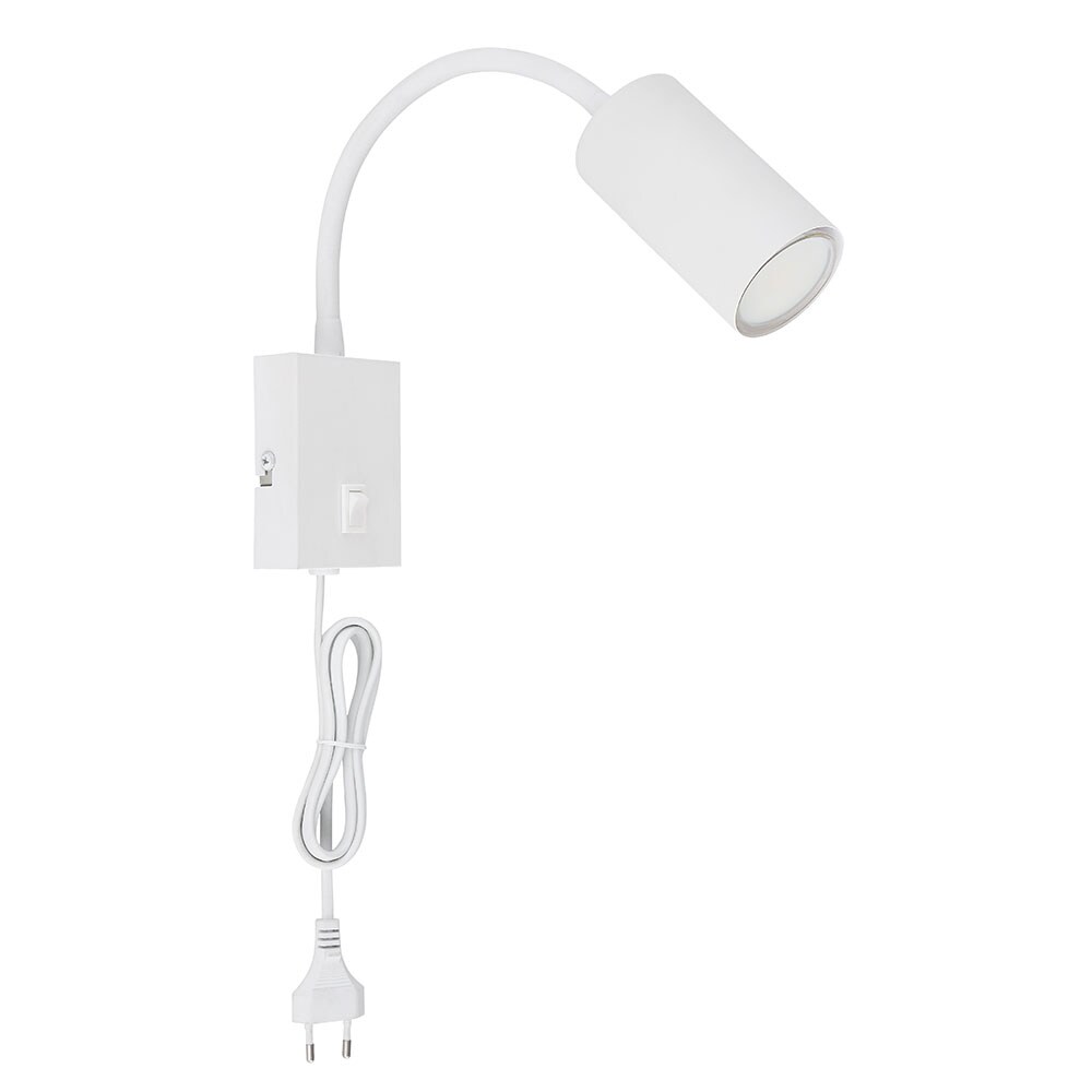Wandleuchte, weiß, flexibel verstellbar, Stromkabel, H 44 cm