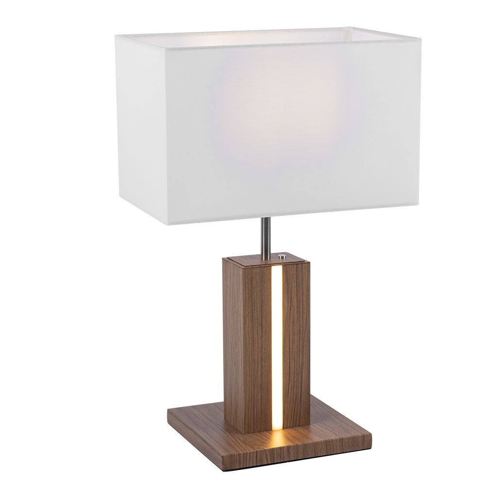LED Tischleuchte, CCT, dimmbar, Holzoptik, weiß, H 48cm | 04043689971205