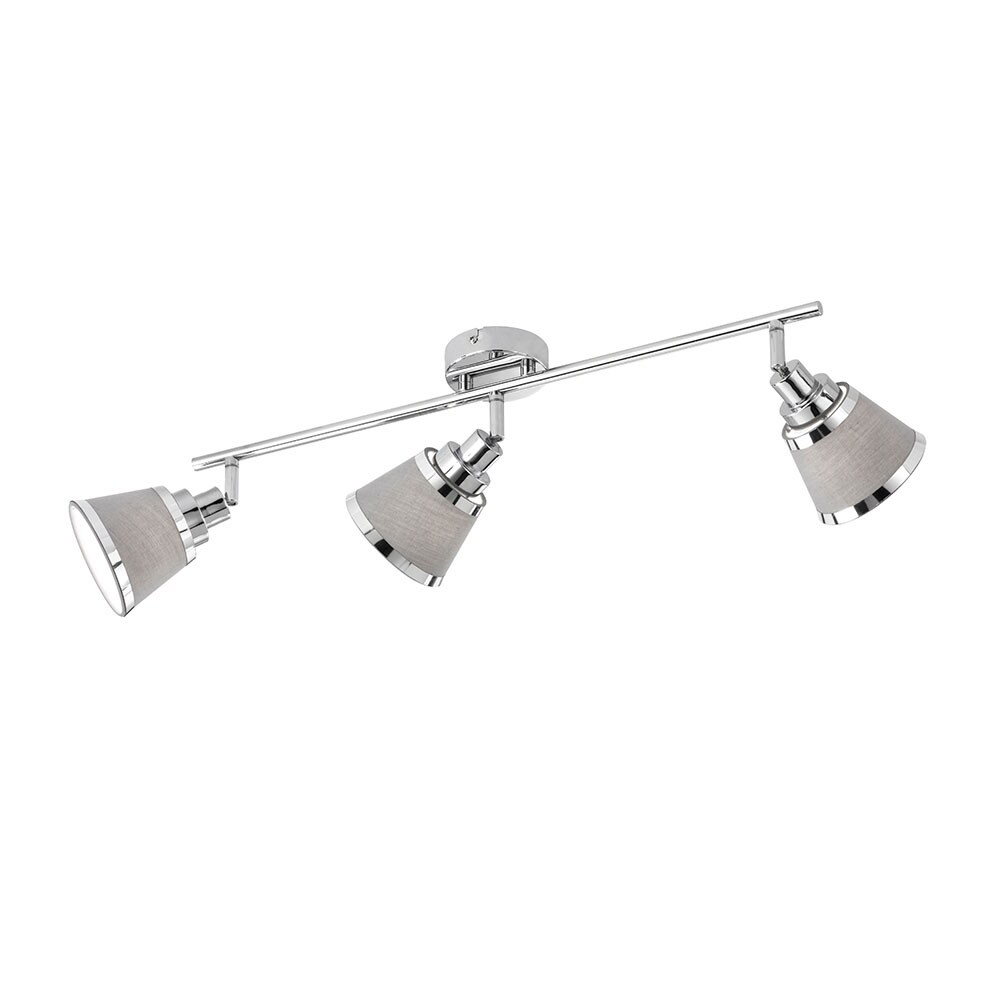 Deckenleuchte chrom, Textil grau, Spots verstellbar, L 63 cm - Bild 1