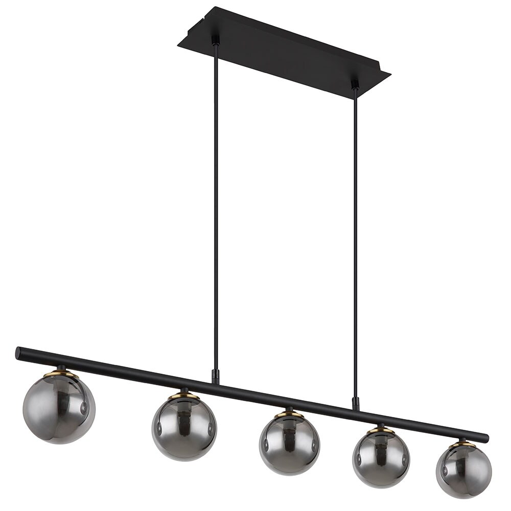 Hängeleuchte, Glasschirme, Höhenverstellbar, schwarz, L 90cm | 09007371440191