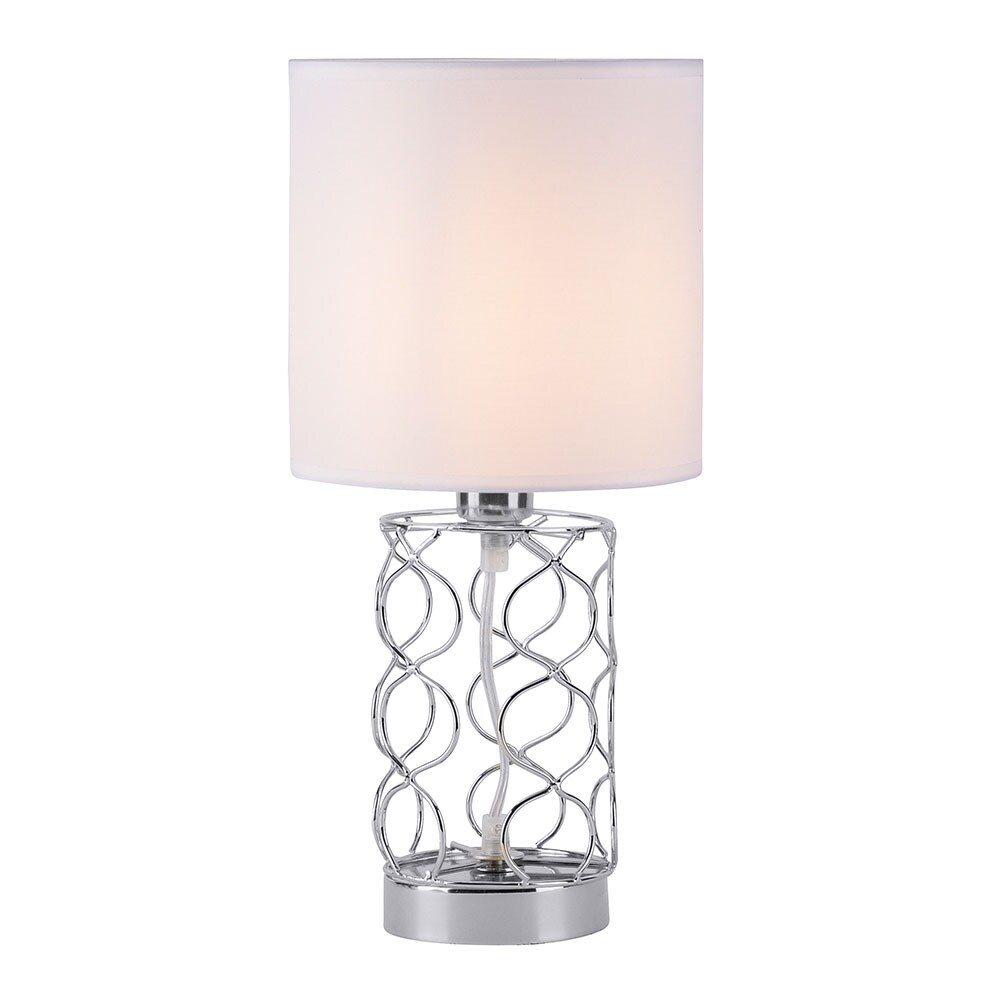 Tischleuchte, Textil wei&szlig;, Stahl silber, D 18 cm - Bild 1