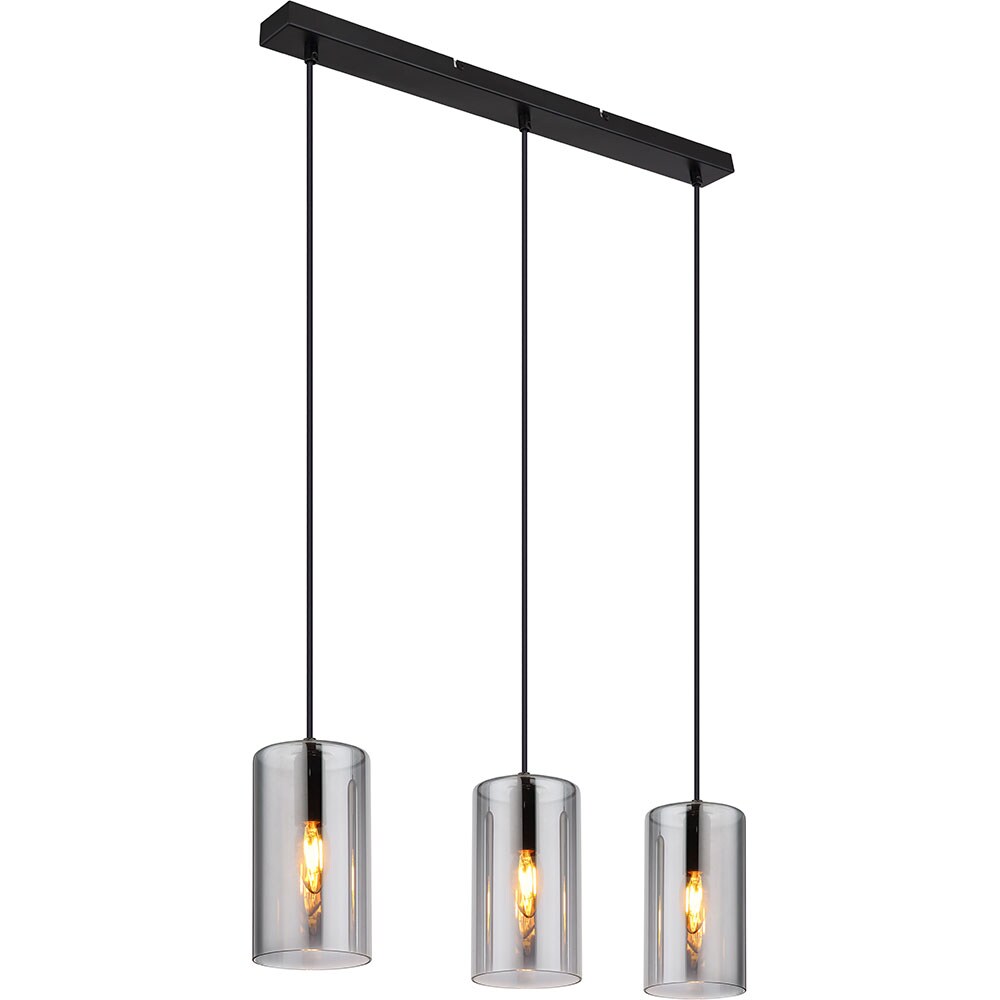 Pendelleuchte, Metall, Glas, Rauchfarben, H 120 cm | 09007371547470