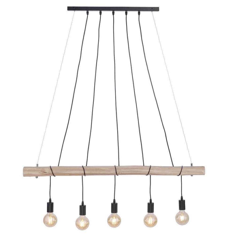 Hängeleuchte, Balken natur, Kabel schwarz, L 120 cm | 04059157351202