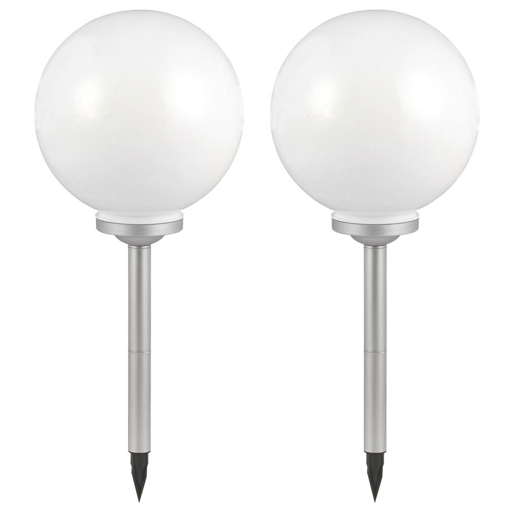 2er Set Solarkugel, Erdspieß, weiß silber, H 66,5 cm | 04059157352377