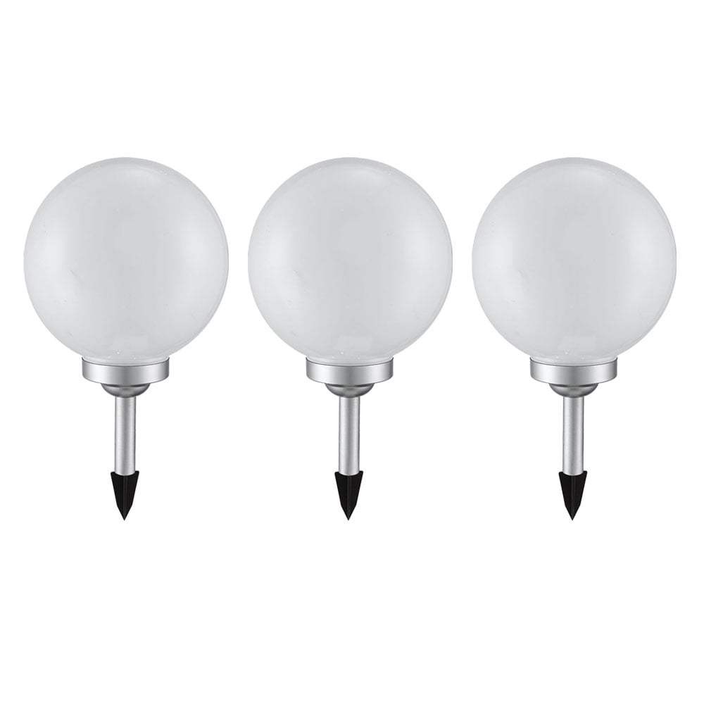 3er Set LED Solarleuchte, Kugel wei&szlig;, DM 20 cm, H 62 cm - Bild 1