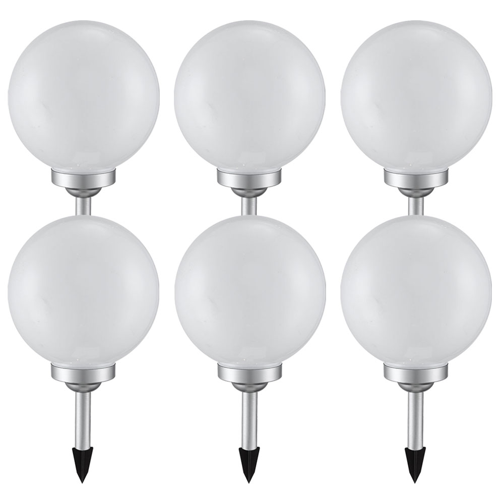 6x LED Solarleuchte, Kugel wei&szlig;, DM 20 cm, H 62 cm - Bild 1