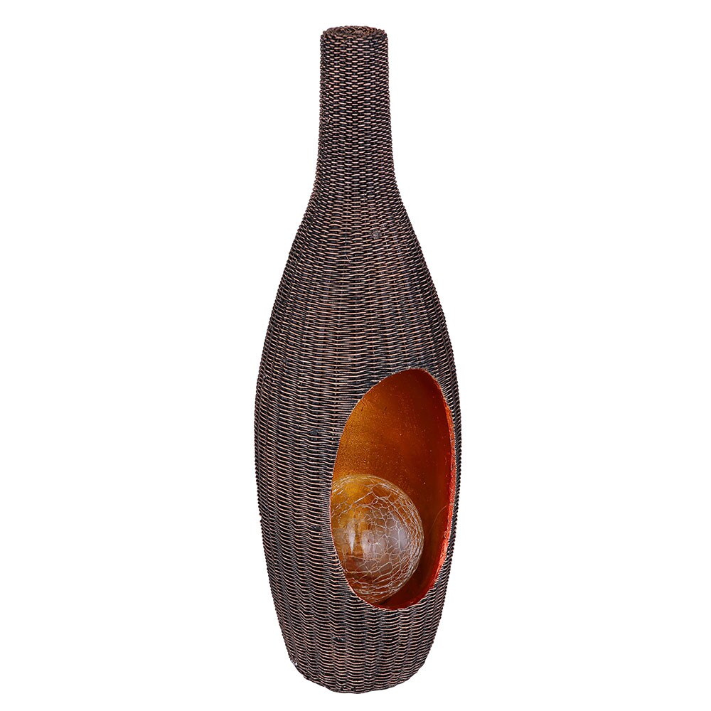 LED Solarleuchte, Rattan Design, Glas Kugel, gold, H 45,5 cm | 04059157354531