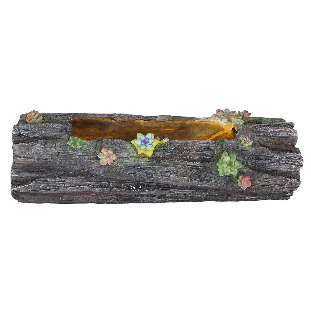 LED Solarleuchte, Baumstamm, Grau, Kunststoff, L 44,3 cm | 09007371427031