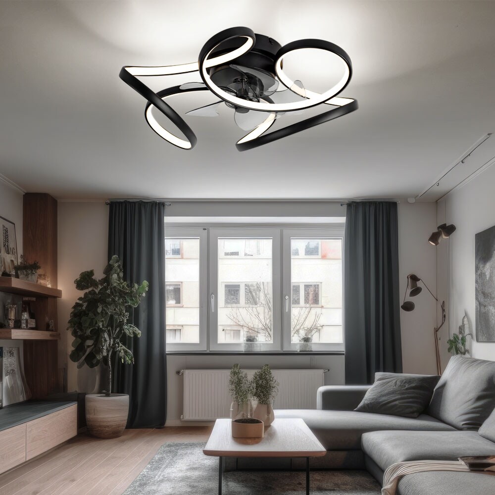 LED Deckenventilator, Fernbedienung, dimmbar, CCT, schwarz | 09007371441457
