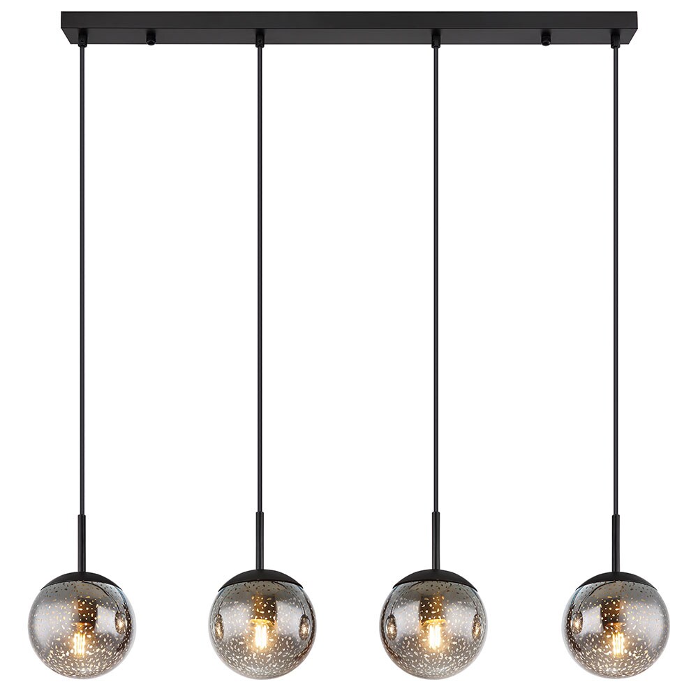 Pendelleuchte, Metall, Glas rauchfarben, 4-Flammig, H 120 cm | 09007371435685