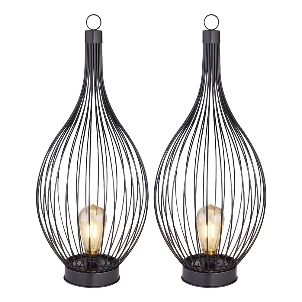 2x LED Solarleuchten im K&auml;fig Design, H 57 cm - Bild 1