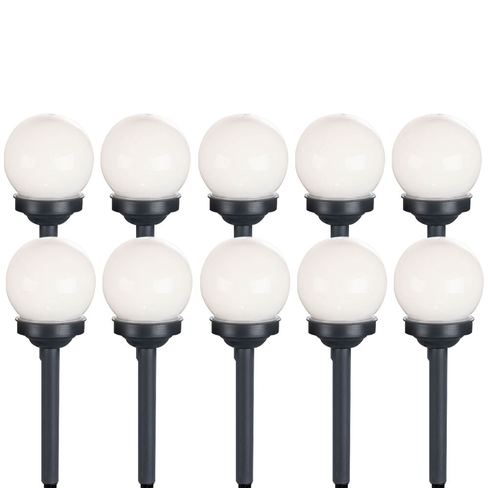 10er Set LED Solarkugel wei&szlig;, Erdspie&szlig;, DxH 10x38 cm - Bild 1