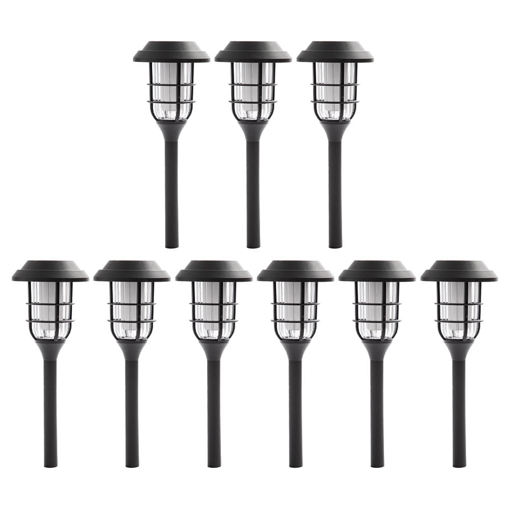 9er Set LED Solarleuchten, Erdspie&szlig;, schwarz, H 43 cm - Bild 1