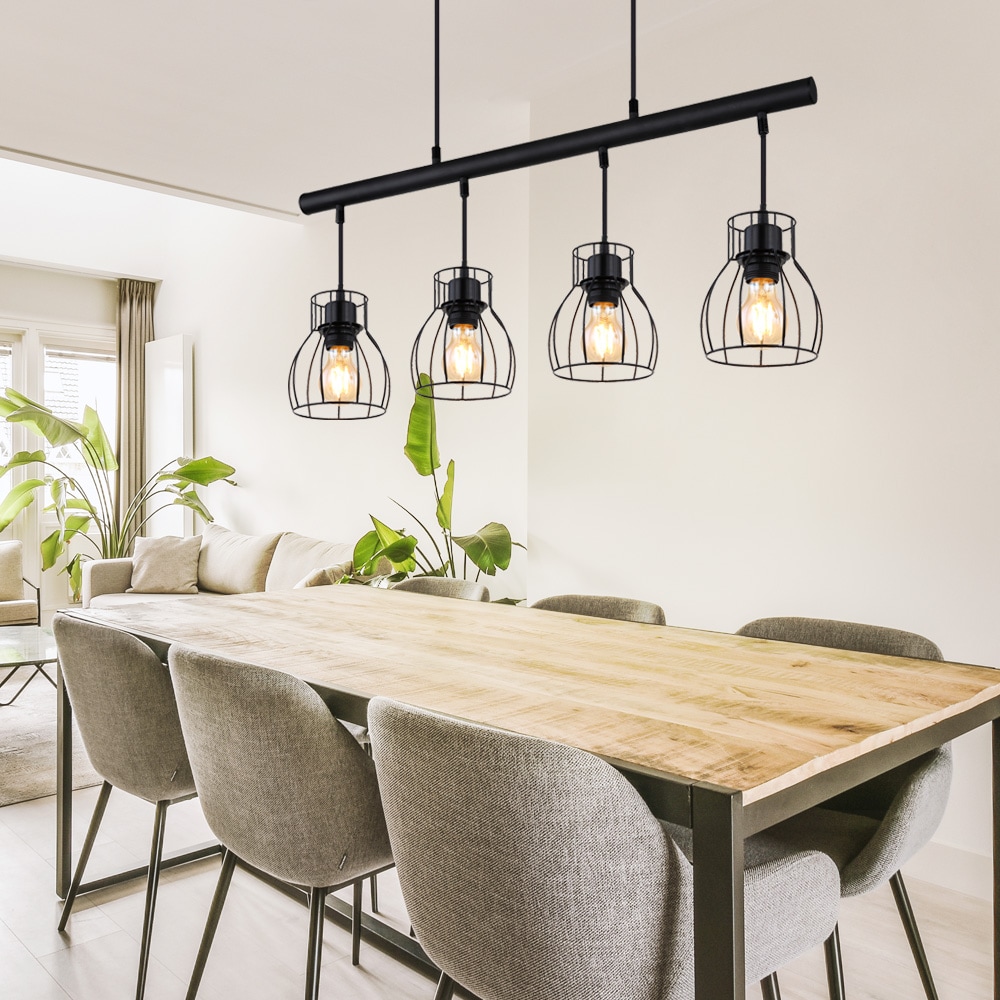 H&auml;ngeleuchte, 4-Flammig, K&auml;fig-Design, schwarz, L 77 cm - Bild 1