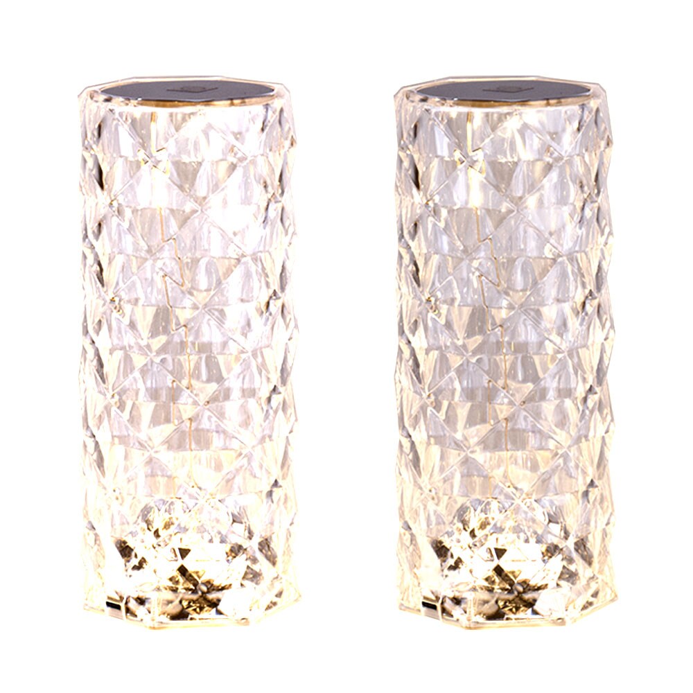 2er Set LED Tischleuchte, CCT, Touchdimmer, Kristall klar, H 21 cm - Bild 1