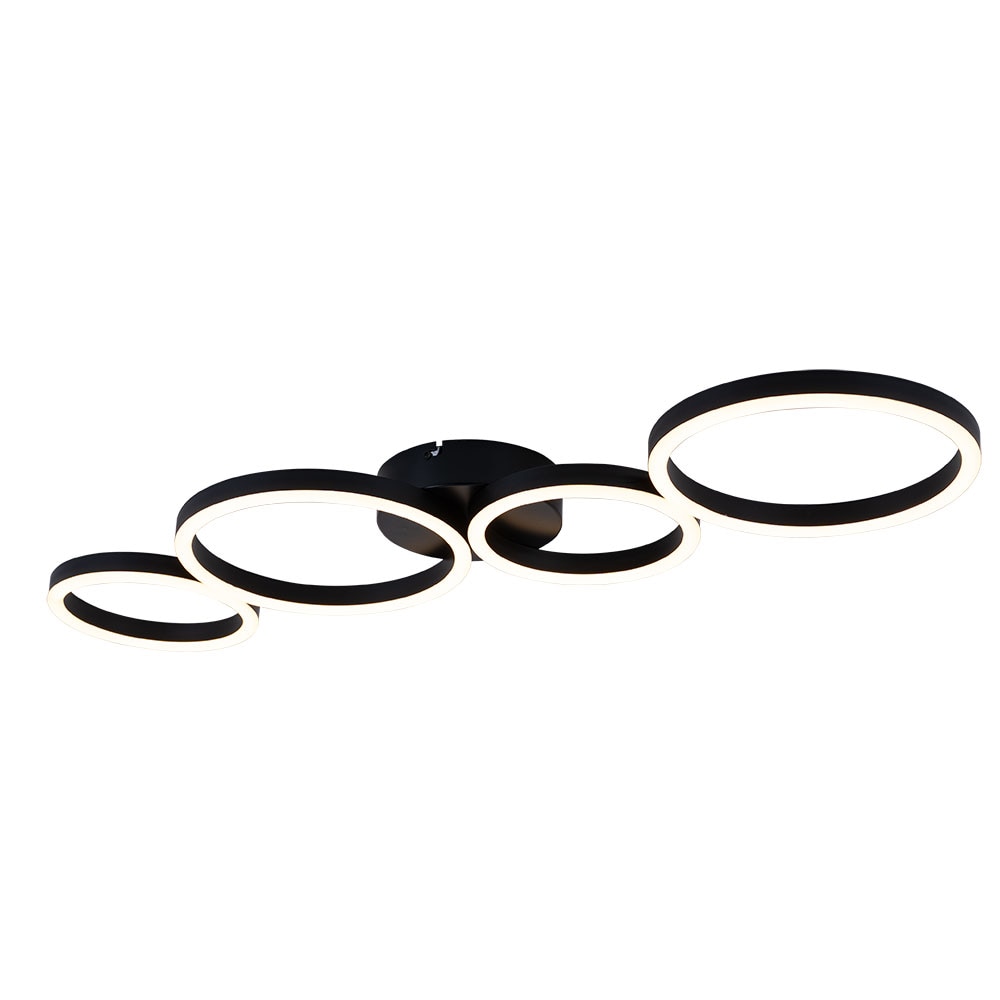 LED Deckenleuchte, Ring-Design, schwarz matt, L 88,5 cm - Bild 1