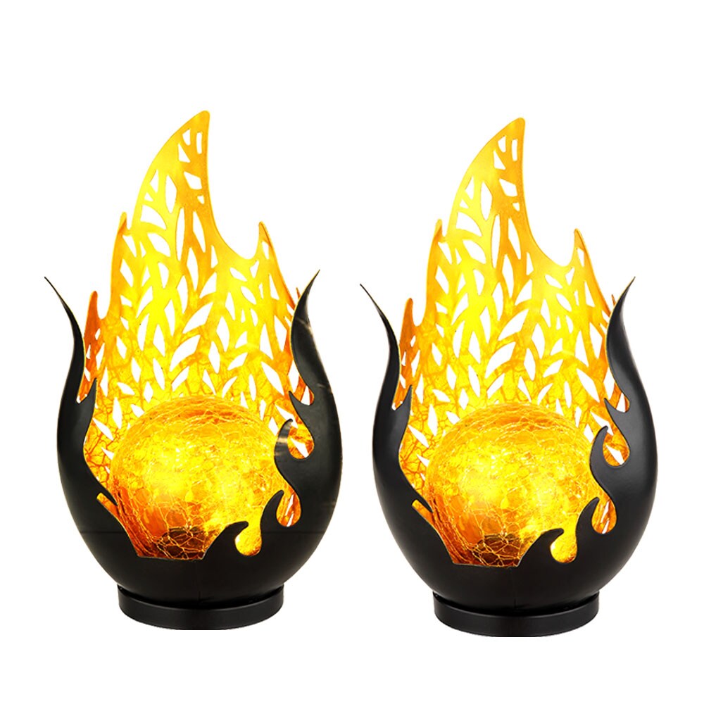 2x LED Solarleuchte, Wetterfest, schwarz, gold, Akku, H 26,5cm - Bild 1