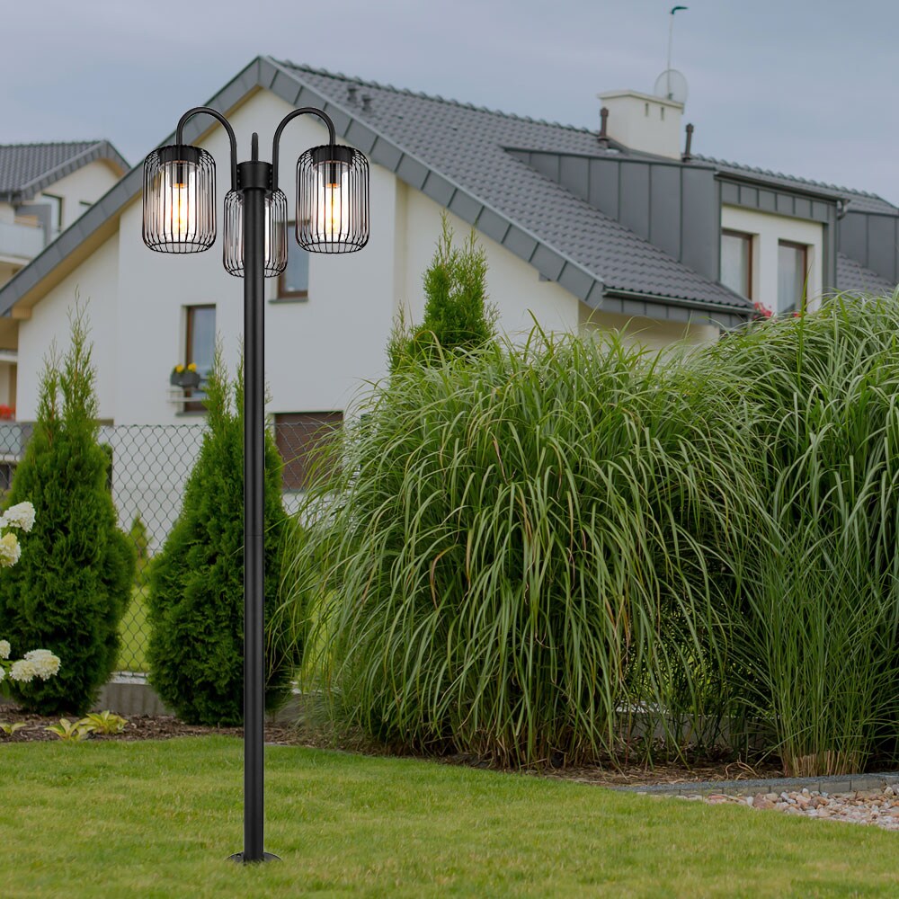 Stehleuchte, IP44, Edelstahl, schwarz, 3 flammig, H 180cm | 09007371469130