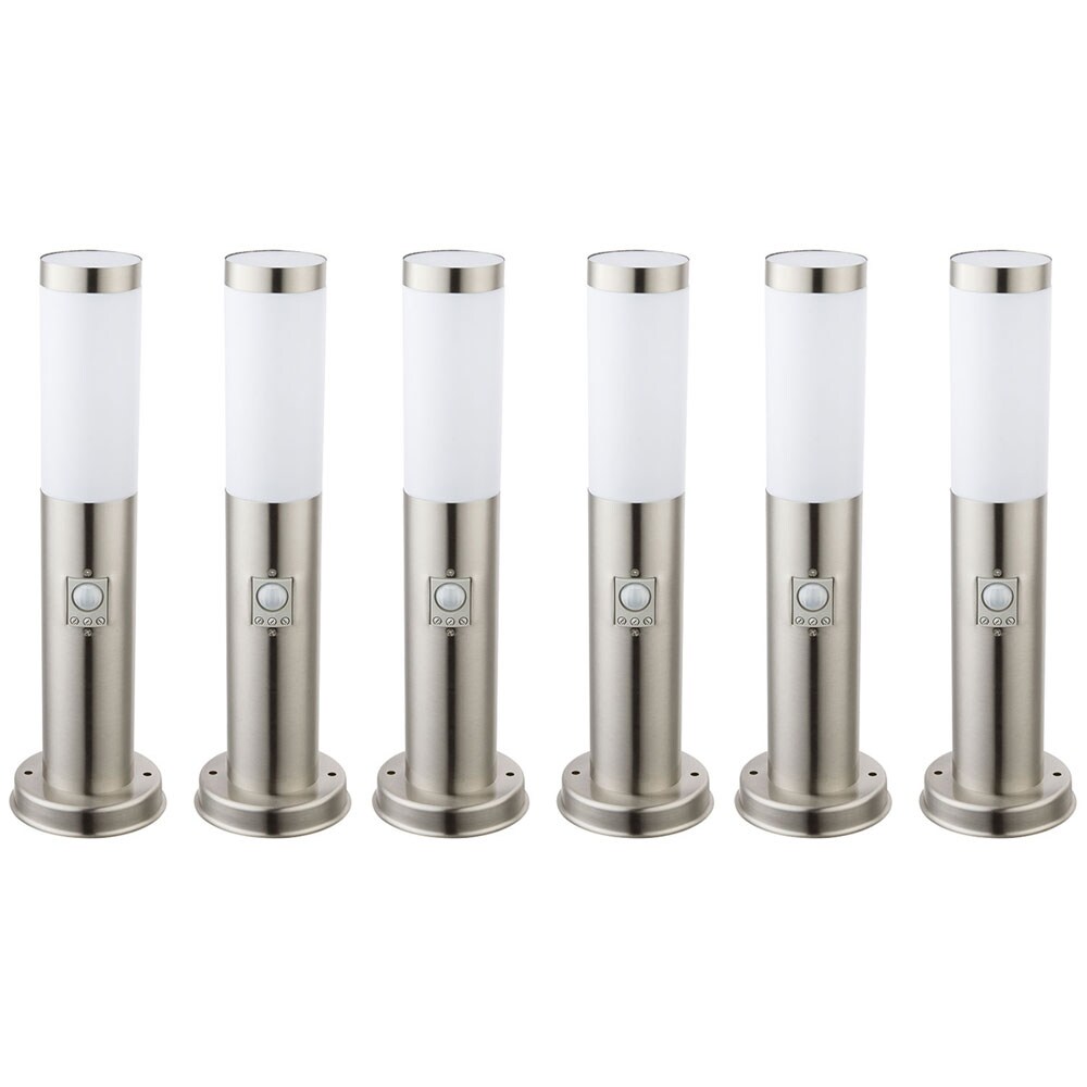 6x LED Wegelampe, Edelstahl, Bewegungsmelder, IP44, H 45cm - Bild 1