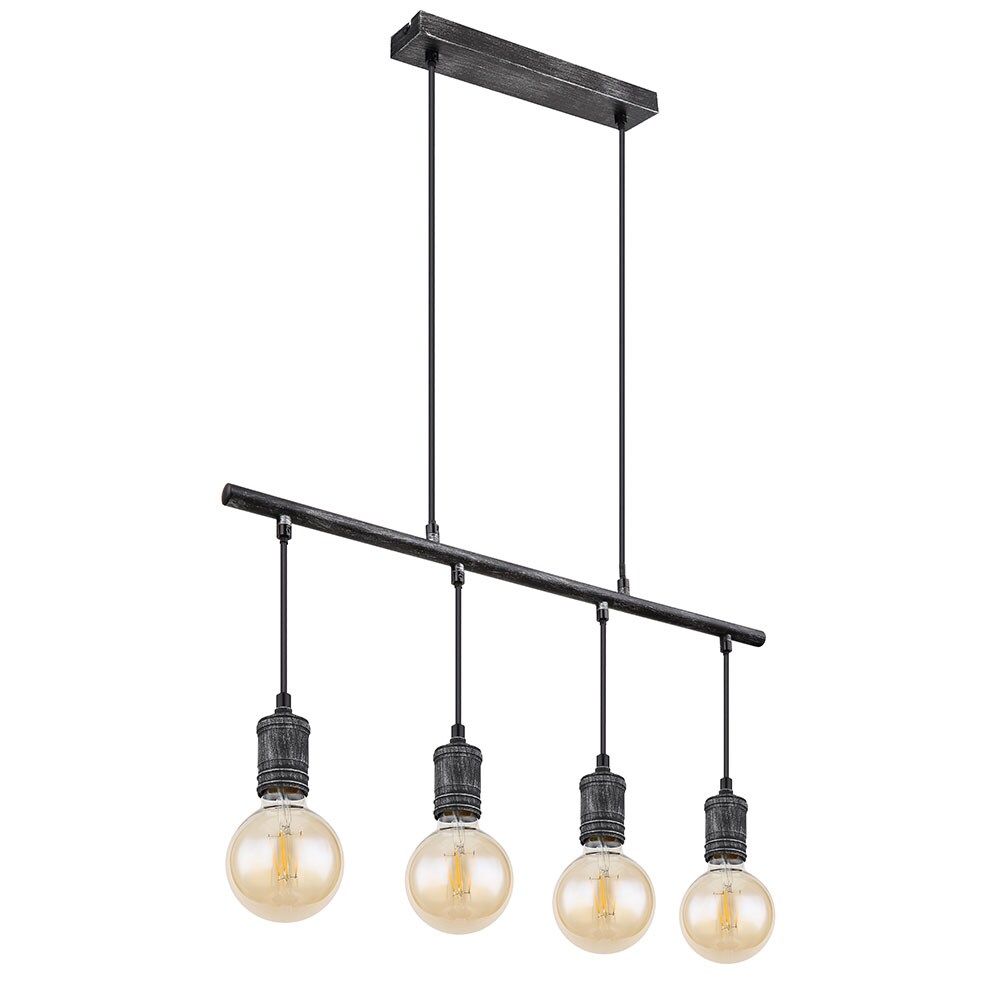 Hängeleuchte, Industrial, 4-flammig, Metall, grau, H 120 cm | 09007371470020