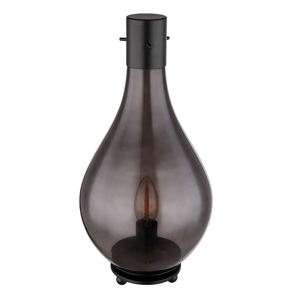 LED Tischleuchte, Glas rauch, schwarz, H 35 cm - Bild 1