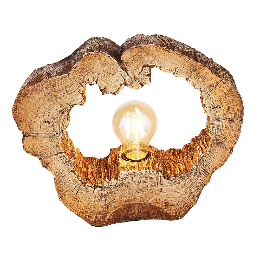 LED Tischleuchte, Baumscheibe, Holzoptik, H 25,5 cm - Bild 1