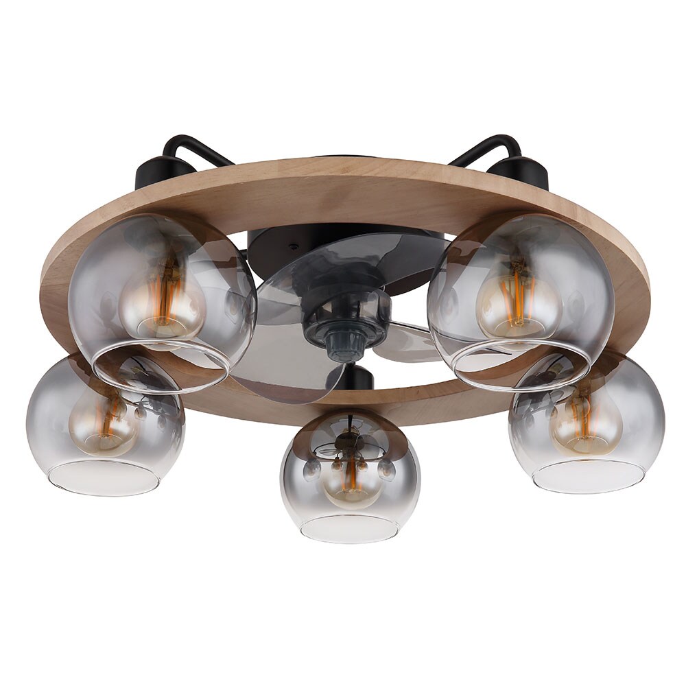 Deckenventilator, Holz, Fernbedienung, Rauchglas, D 55 cm - Bild 1