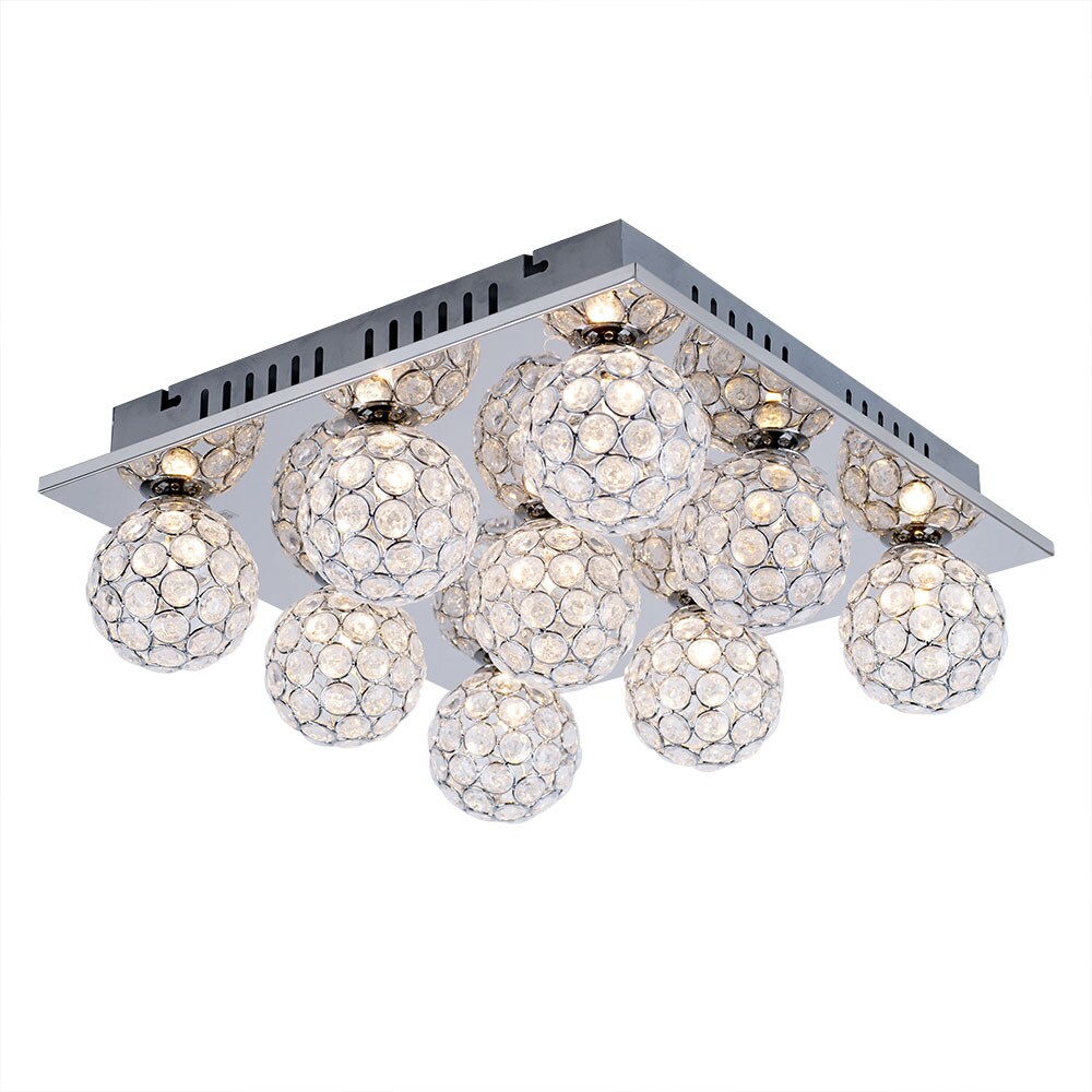 Deckenleuchte, 9 flammig, Metall Chrom, 37x37x14cm - Bild 1