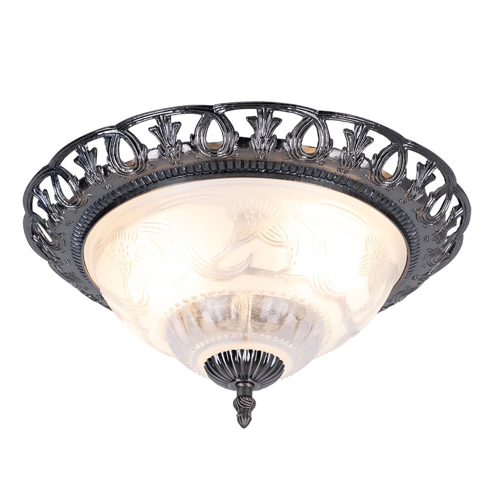 Deckenlampe, Perlmutt Glasschirm Metall, weiß, antik, D 33cm | 09007371464296
